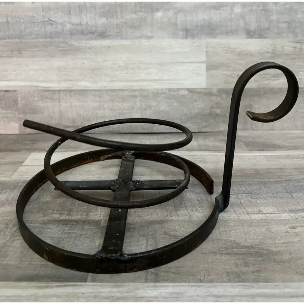 Vintage Candle Holder Wrought Iron Fat Candleholder Farmhouse Rustic Home Decor‎
